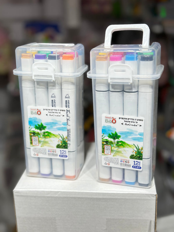 קיט טושים איכותיים דו צדדיים על
      12 יחידות בסיס אלכוהול