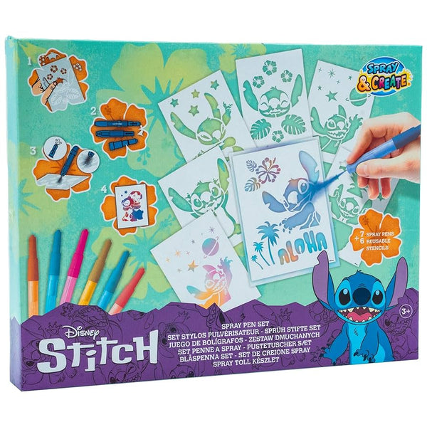 סט עטי מברשת אוויר צבעוניים וסטנסילים של Disney Stitch